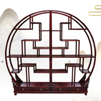 Big round Bo ancient frame double semi-circle Duobaoge antique furniture solid wood southern elm Ming and Qing classical special Chinese style carving