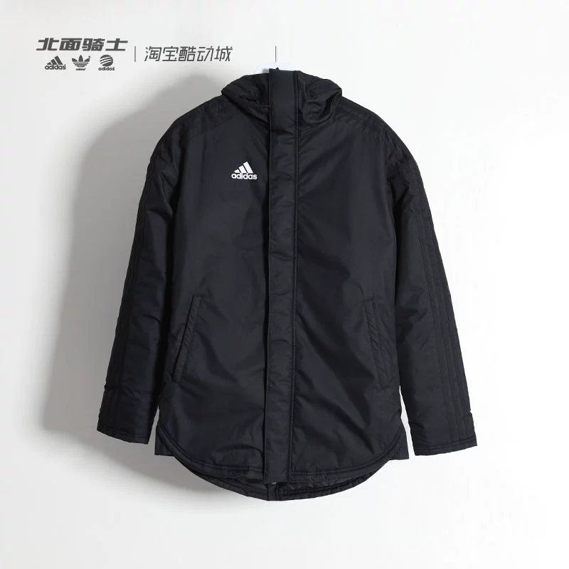 Adidas / Adidas nam mùa đông ấm áp thể thao áo khoác đệm bóng đá có mũ trùm đầu BQ6594 - Quần áo độn bông thể thao