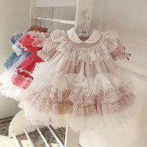 Spring and summer baby Lolita Pengpeng dress cute sweet doll dress children doll collar Princess dress