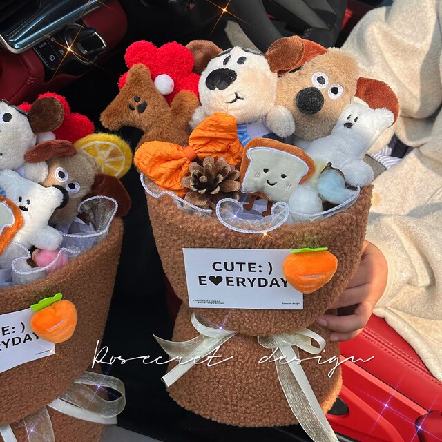 Maillard Style Chief Dog Doll Bouquet Cute Cartoon Pacha Dog Doll Graduation Girl Birthday Gift New Year