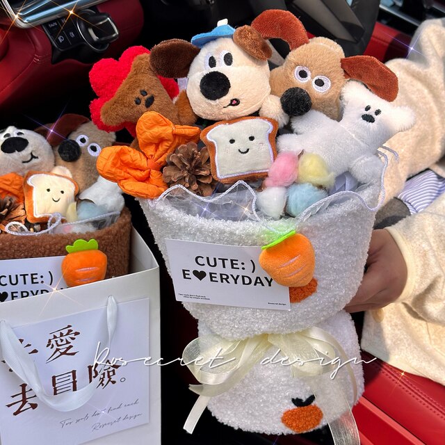 Maillard Style Chief Dog Doll Bouquet Cute Cartoon Pacha Dog Doll Graduation Girl Birthday Gift New Year