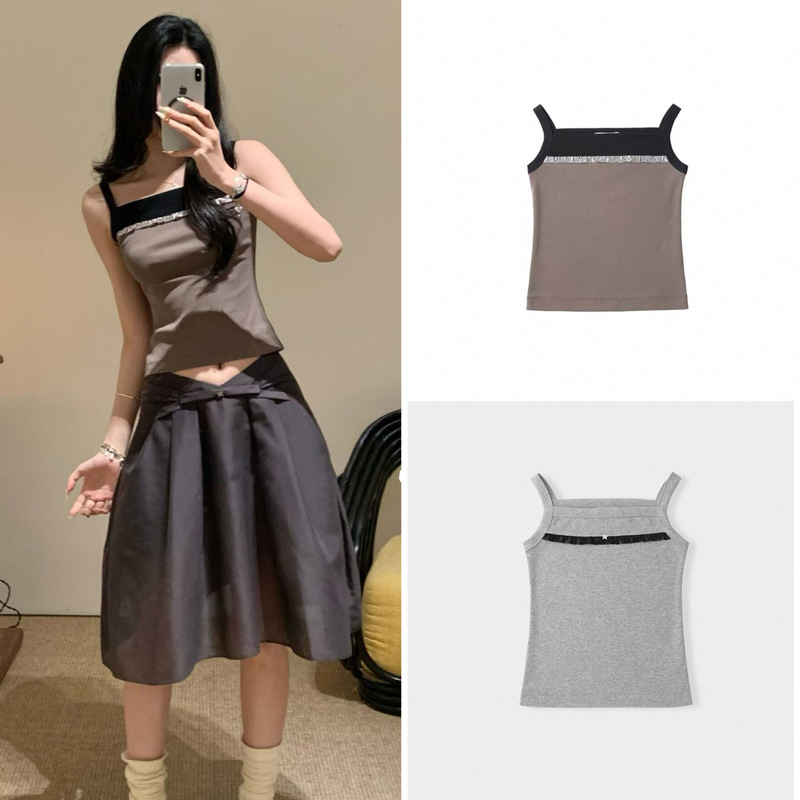 Floral One [Shanghai High Version] 26Ss New High-End Versatile Retro Star Dust Color-Block Tank Top for Women Marche