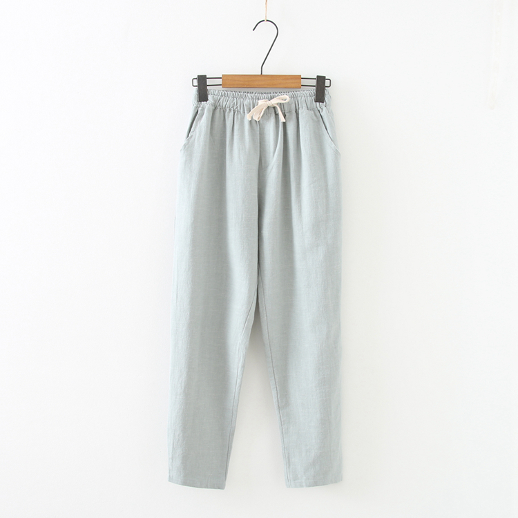 Quần Harlan cô gái cotton và vải lanh mùa hè quần cũ chín quần quần âu nữ phiên bản Hàn Quốc của quần cà rốt lỏng - Quần Harem quần nhung nữ thu đông