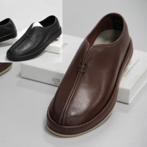 Old Beijing genuine leather mens shoes one foot pedal men low helping everyday casual slacker shoes genuine leather soft-bottom kung-fu leather shoes