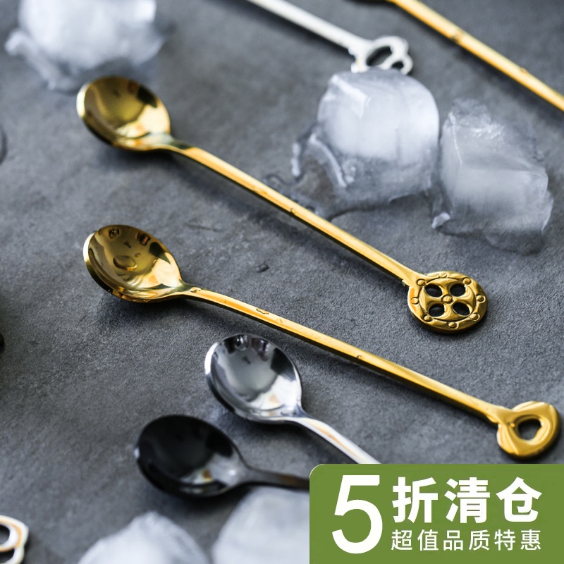 Wanton moon seven nights Japanese small fresh stainless steel dessert spoon Coffee spoon stirring spoon Children's small spoon tableware