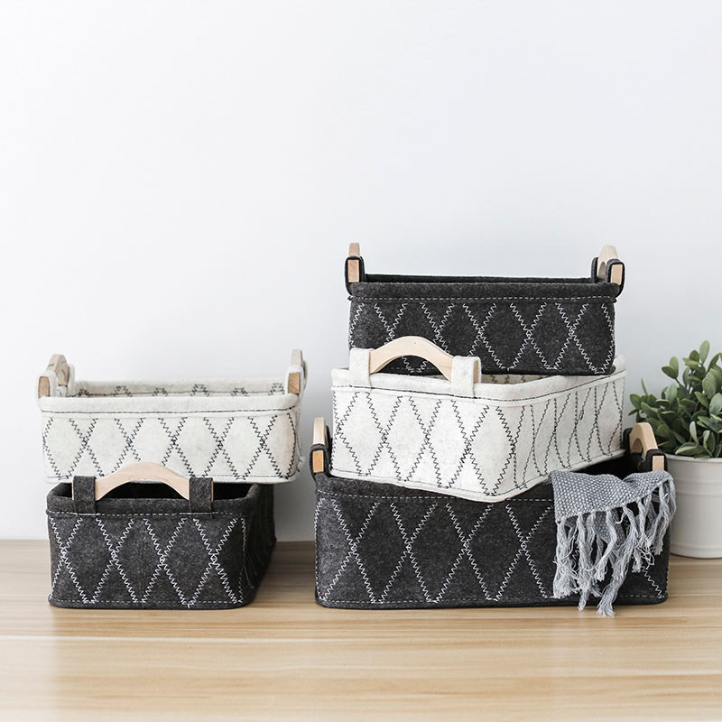 April LIVING HOME FELT CONTAINED BASKET WARDROBE CLASSIFICATION RECTANGULAR HAND INCLUSIONS BASKET CLOTH ART STORAGE BASKET