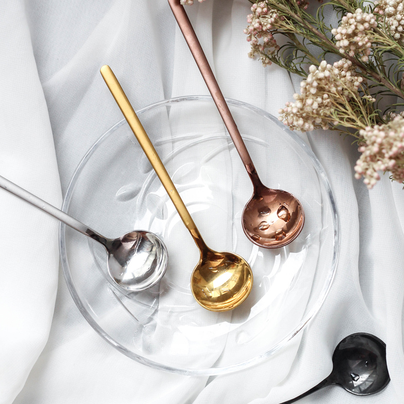 April TASTE 304 STAINLESS STEEL SWEET SPOONS COFFEE SPOON STIR SPOON CREATIVE ROUND HEAD SMALL SPOON