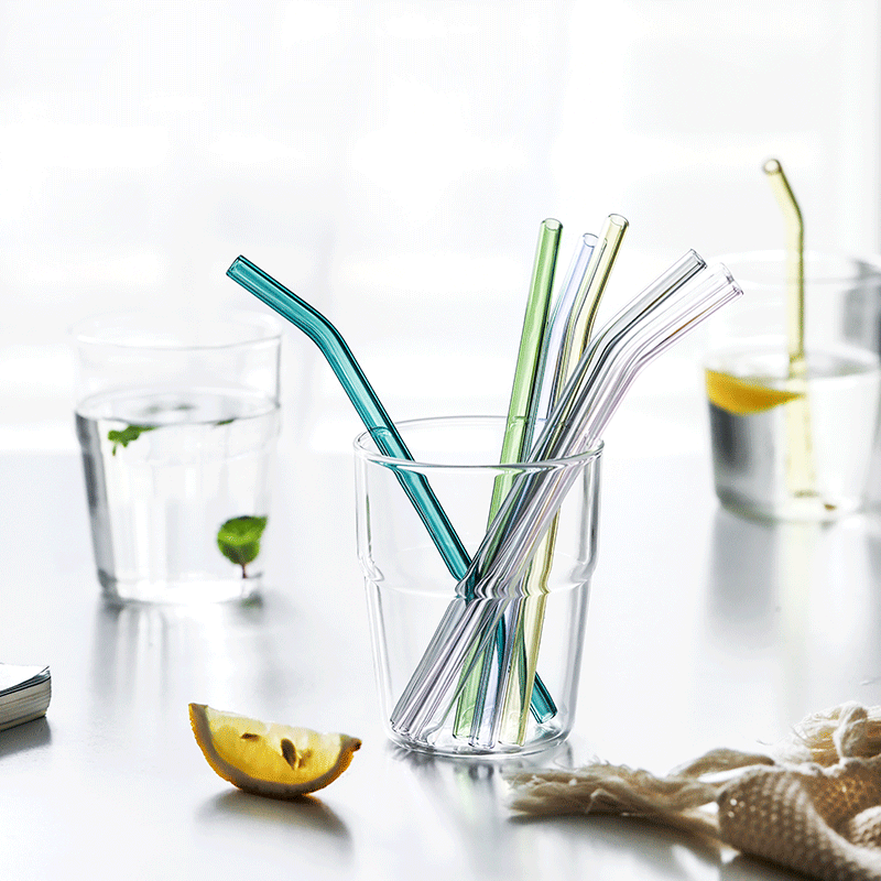 April Lixia Glass straw creative resistant high temperature Warm Colorful Children Great Man Online Red Milk Straw Brush Pink