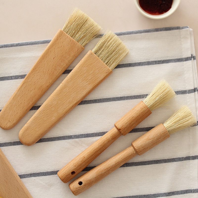 Wenyue original wooden beech Mane baking brush natural paint-free barbecue brush oil brush kitchen baking utensils