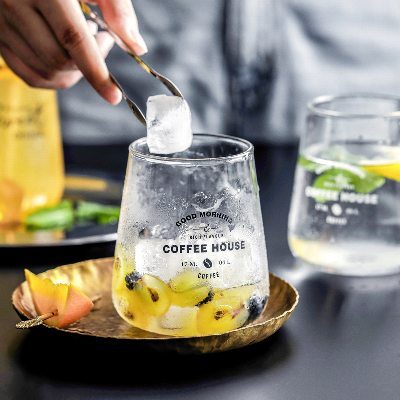 Glass Cups Ins Wind Nets Red Drinks Milk Tea Coffee Cup Subhousehold Transparent Water Glasses Brief Creative Personality Trends