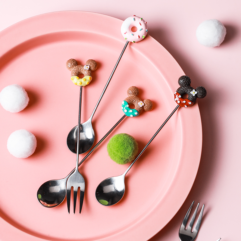 Donut Xu Sancun stainless steel creative cartoon fruit fork dessert fork spoon coffee spoon stirring spoon