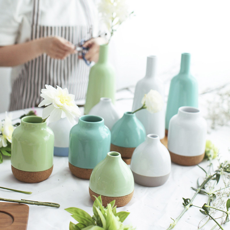 April Breaking away from Nordic Ceramics Flower Arrangement Vases Ins Wind Modern Minimalist Pendulum with light and luxurious porcelain bottle-Taobao
