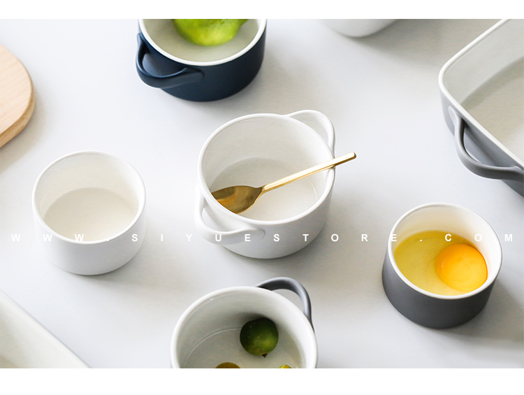Haoyue ấm xám hai bánh nướng khuôn lò vi sóng khay vuông hộ gia đình gốm món risotto nướng chảo nướng - Tự làm khuôn nướng khuôn oval