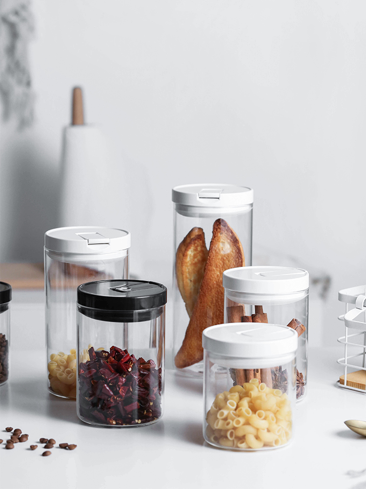 Moon day and night Transparent glass bottles sealed cans Easy buckle storage cans Kitchen grain storage cans Tea cans