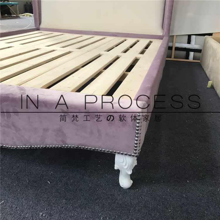 Cô gái giường vải nhỏ gọn phong cách châu Âu hiện đại giường đôi 1,5 m 1,35 m giường ngủ Phần mềm cho trẻ em giường công chúa - Giường các mẫu giường gỗ đẹp
