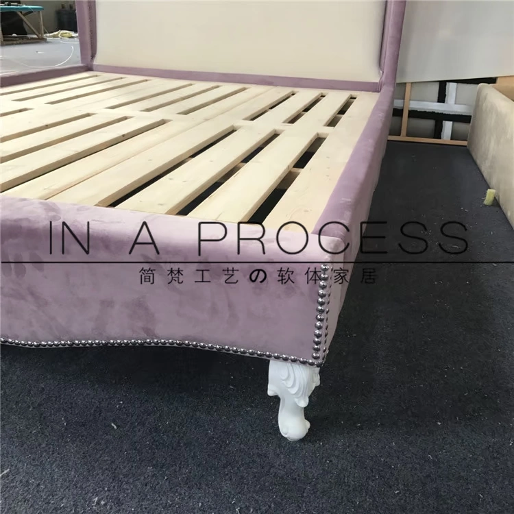 Cô gái giường vải nhỏ gọn phong cách châu Âu hiện đại giường đôi 1,5 m 1,35 m giường ngủ Phần mềm cho trẻ em giường công chúa - Giường