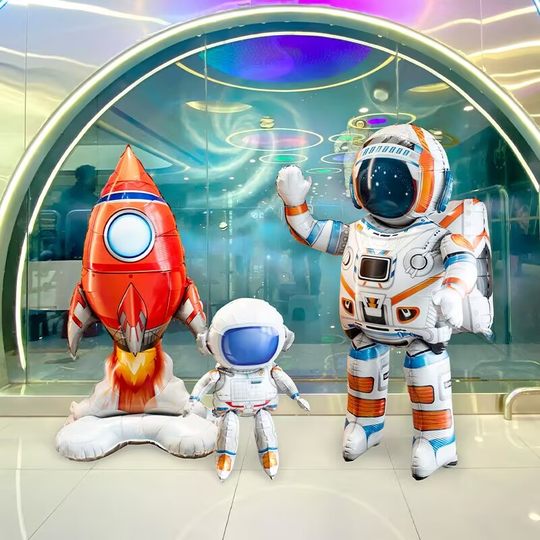 61 Children's Day birthday party decoration balloon 4D three-dimensional standing astronaut rocket space cartoon inflatable balloon