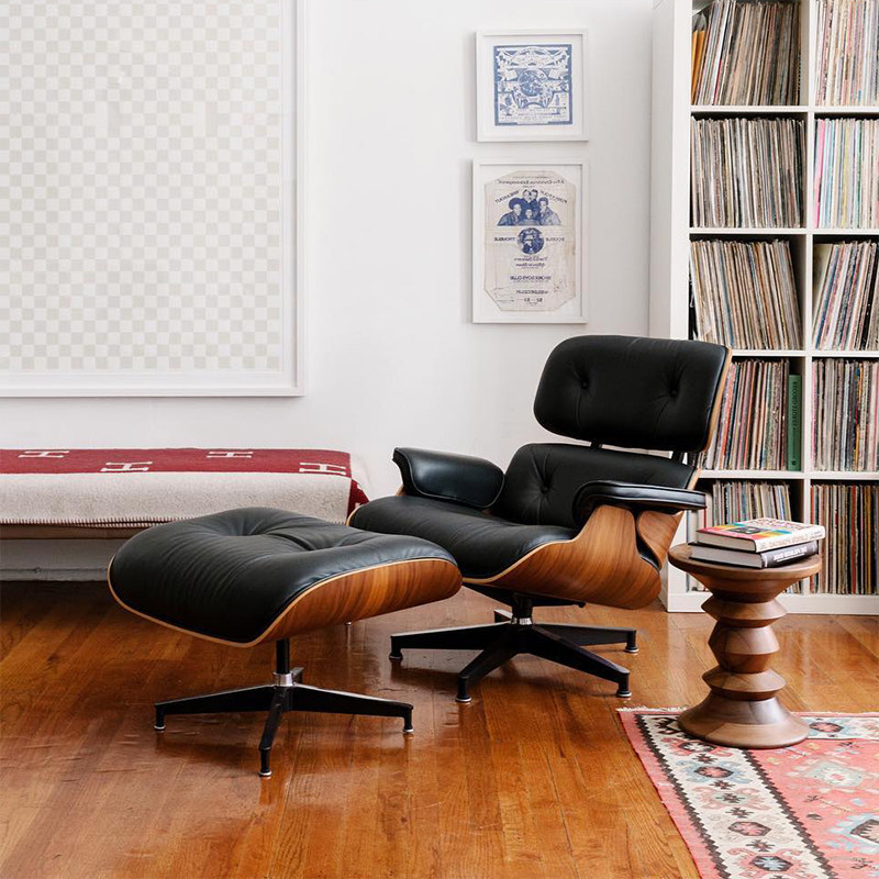 Designer eames chair Eames reclining chair single leather sofa chair living room bedroom balcony lazy chair