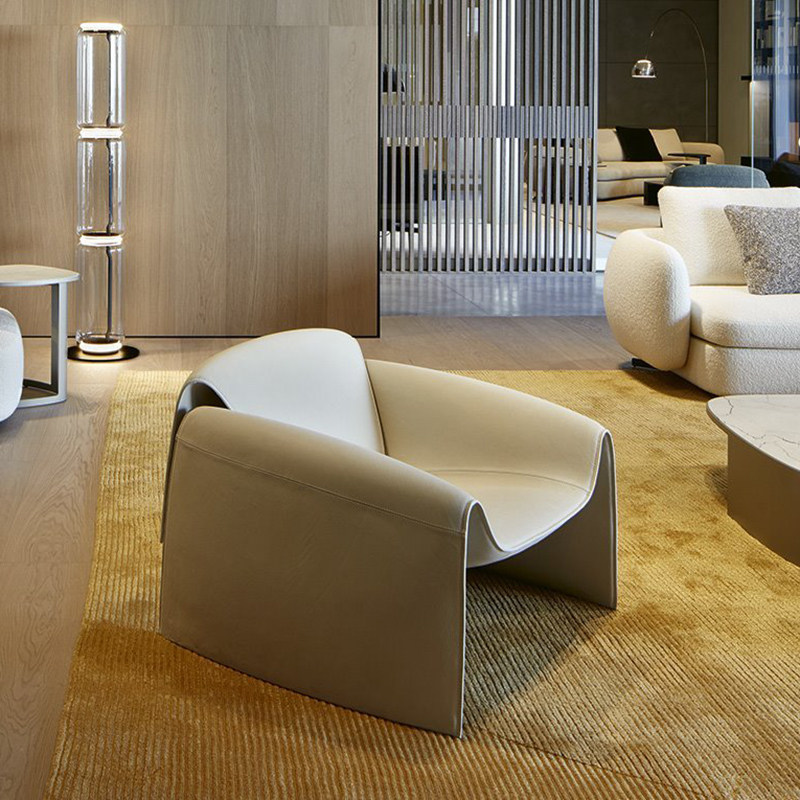 Italian very simple people leisure sofa chair designer net red crab chair living room lamb velvet single chair le club