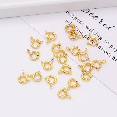 Color-preserving gold-plated 18k real gold round spring buckle, DIY handmade bracelet, necklace, end buckle, clasp material accessory