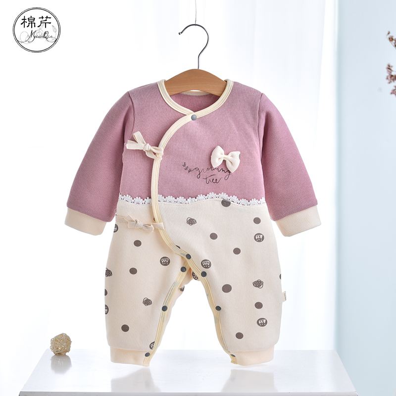 Newborn baby jumpsuit autumn and winter cotton cotton padded newborn baby warm cute cotton jacket