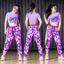 European and American hot girls wear high-waist jazz dance costumes JAZZ dance pants purple loose slim overalls womens autumn style