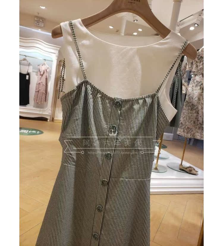 MỘT THÊM BẠN Wen Mo Women 2019 Mùa hè Váy hai dây mới Nữ A1XA9205A24 - Váy eo cao 	váy buộc dây eo