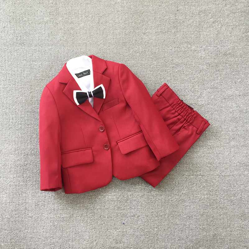 Flower Boy Gown Boy Suit Wedding baby New Year's New Year Red Little West suit Children's Fashion Ocean Hosted Clothing