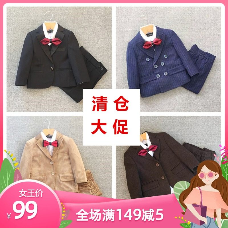 Children's clothing thickened boy suit suit three-piece Korean version handsome baby suit autumn and winter flower girl dress show - Taobao