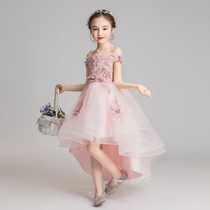 Little girls princess dress gown with a shoulder trailing child evening gown girls birthday Violin girls birthday violin