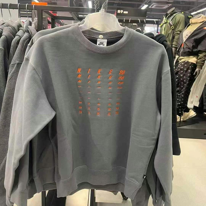 Authentic Nike Sb Skateboard Series Men's and Women's Sports Autumn and Winter Fleece-Lined Warm Pullover Crewneck Sweatshirt Fb8434
