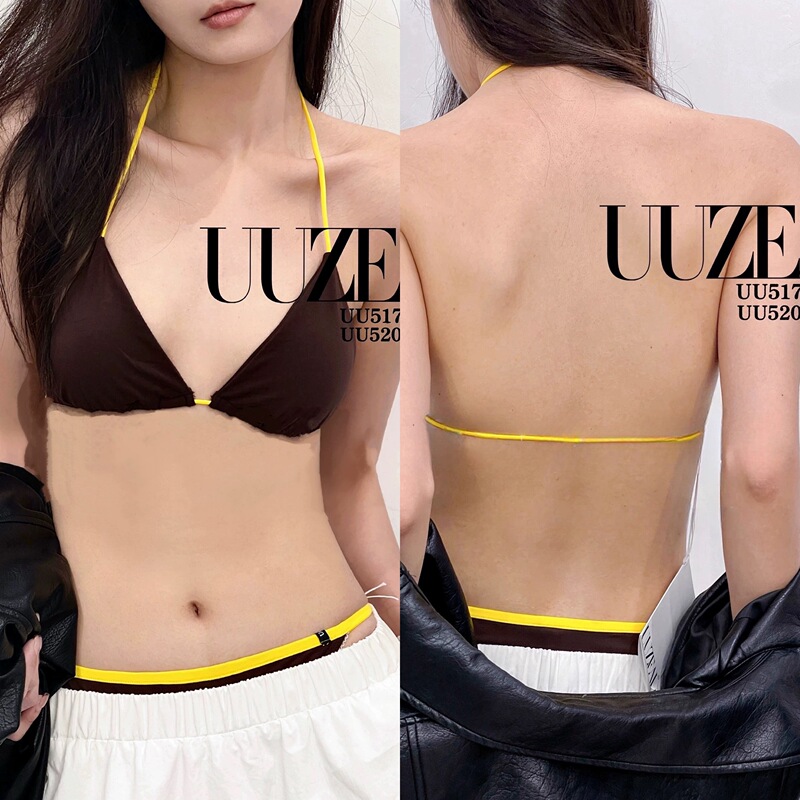 Comfortable Dopamine Triangle Cup Bikini Thin Sexy Seamless Halter Neck Beautiful Back Small Chest Bra Underwear Pure Cotton Women