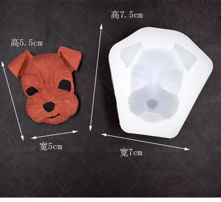 Quý ông Schnauzer chó đầu silicone khuôn silicone hướng dẫn sử dụng hương liệu thạch cao lây lan đá xe không khí clip clip trang trí khuôn silicon