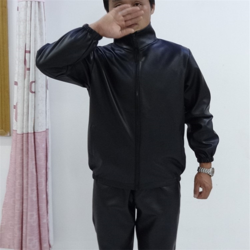 Pu da chống thấm dầu quần áo phù hợp với nam giới và phụ nữ tự động sửa chữa hội thảo quần chống bụi da đồng phục dụng cụ da áo thể thao nam