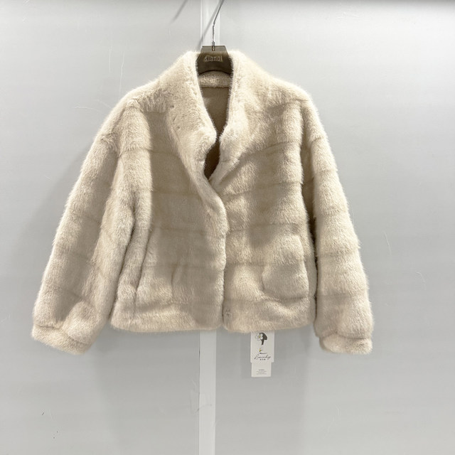 [Same Style as in the Mall] D-25571 New Women's 2025 Winter Fashion Elegant Loose-Fitting Snow Lamb Mink Coat Trendy
