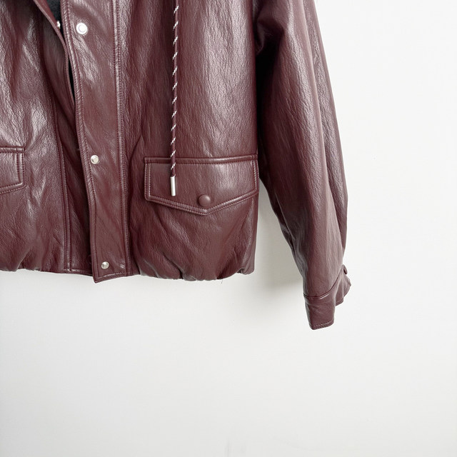 Same Style as in the Mall W25C339 New Women's 2026 Spring Fashion Loose-Fitting Versatile Faux Two-Piece Leather Jacket