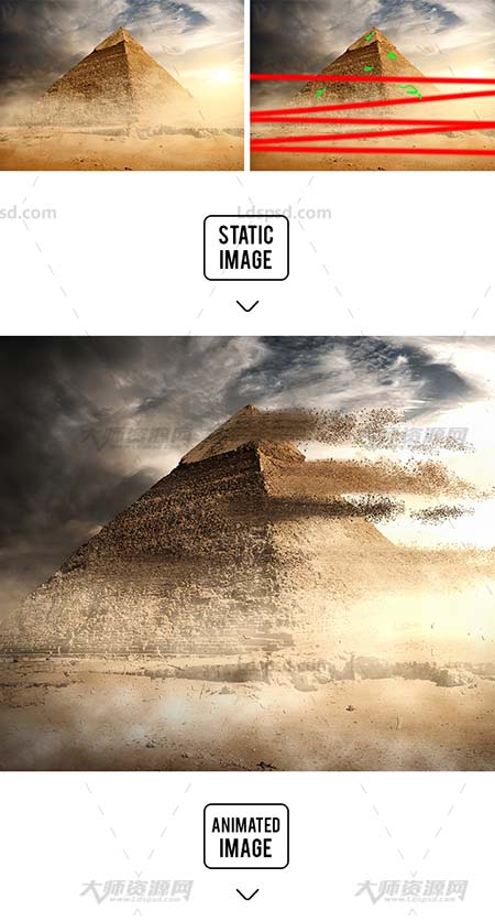 极品PS动作-沙尘飞扬(GIF动画/含高清视频教程)：Dust Storm Animation Photoshop Action