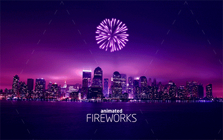 极品PS动作－浪漫烟花(GIF动画/含高清视频教程)：Gif Animated Fireworks Photoshop Action