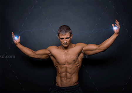 极品PS动作-激光电流(GIF动画/含高清视频教程)：Animated Electric Energy Photoshop Action