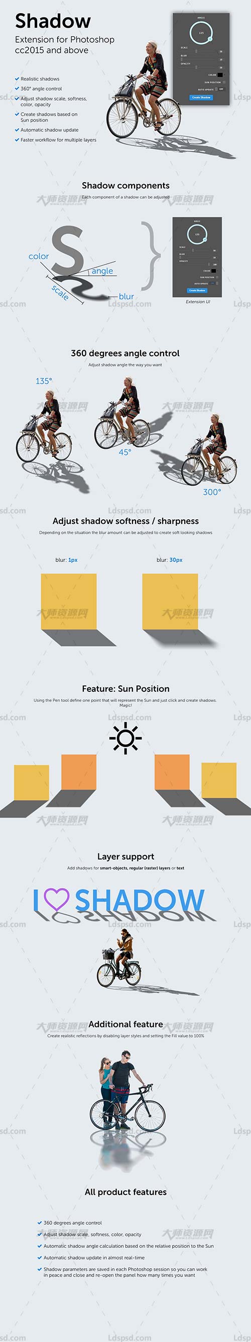 极品PS扩展面板-阴影特效(含高清视频教程):Shadow - Photoshop Extension