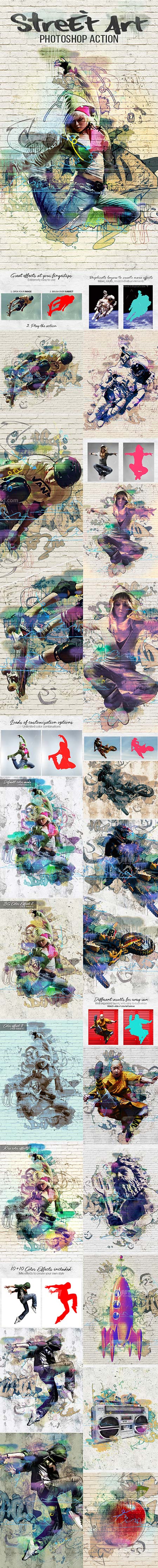 Street Art Photoshop Action,极品PS动作－街头艺术(含高清视频教程)