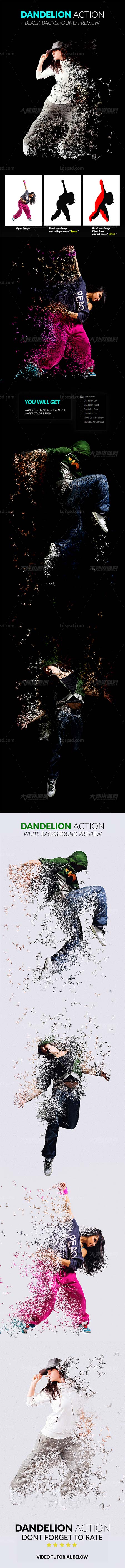 Dandelion Photoshop Action,极品PS动作－蒲公英抽离(含高清视频教程)