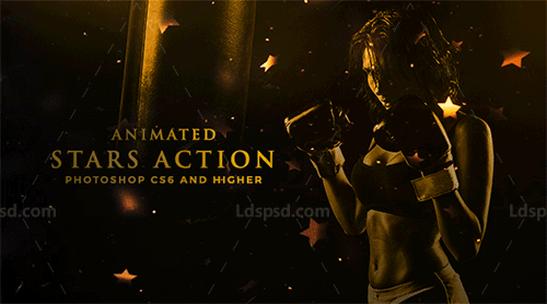 极品PS动作－群星流影(含高清视频教程)：Animated Stars Photoshop Action