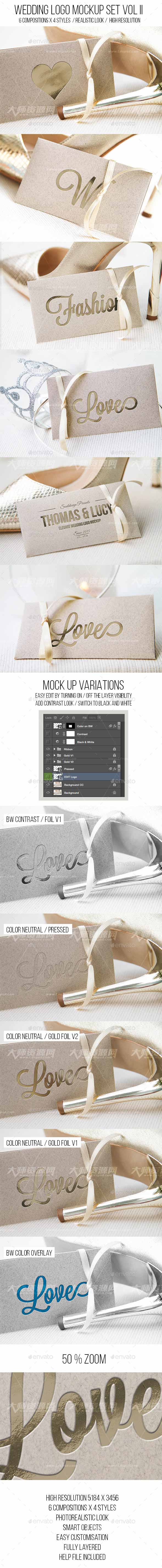 Wedding Logo Mockup Set Vol II,高档婚礼主题标签模型