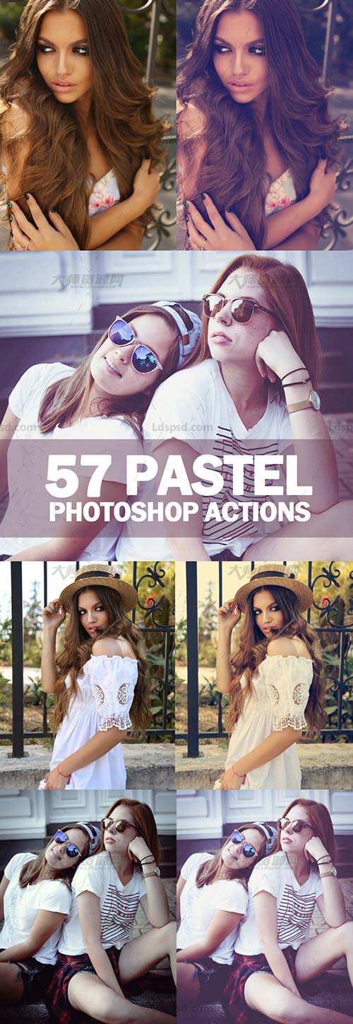 57 Pastel Photoshop Actions,PS动作－57个彩色蜡笔色调