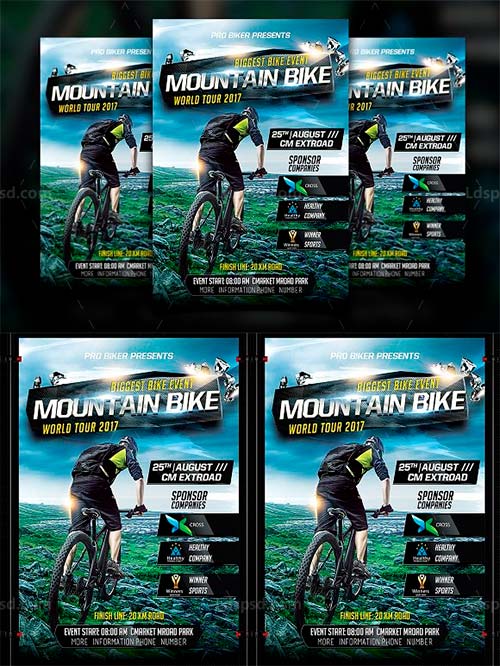 山地自行车比赛海报/传单模板：Mountain Bike Flyer Template