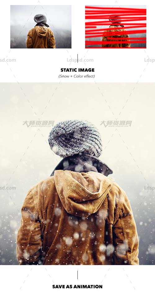 Gif Animated Snow Photoshop Action,极品PS动作－暴雪侵袭(GIF动画/含高清视频教程)