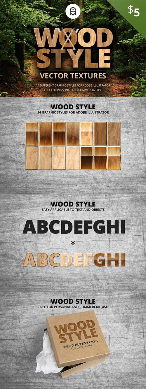 Wood Style Vector Textures,极品AI样式－14种木纹效果