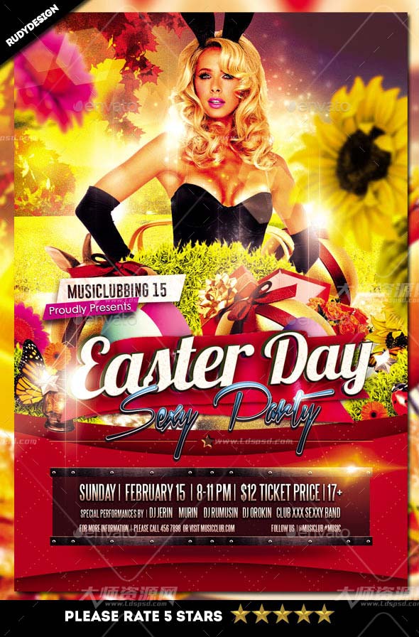 Easter Day Party Flyer,复活节派对传单模板
