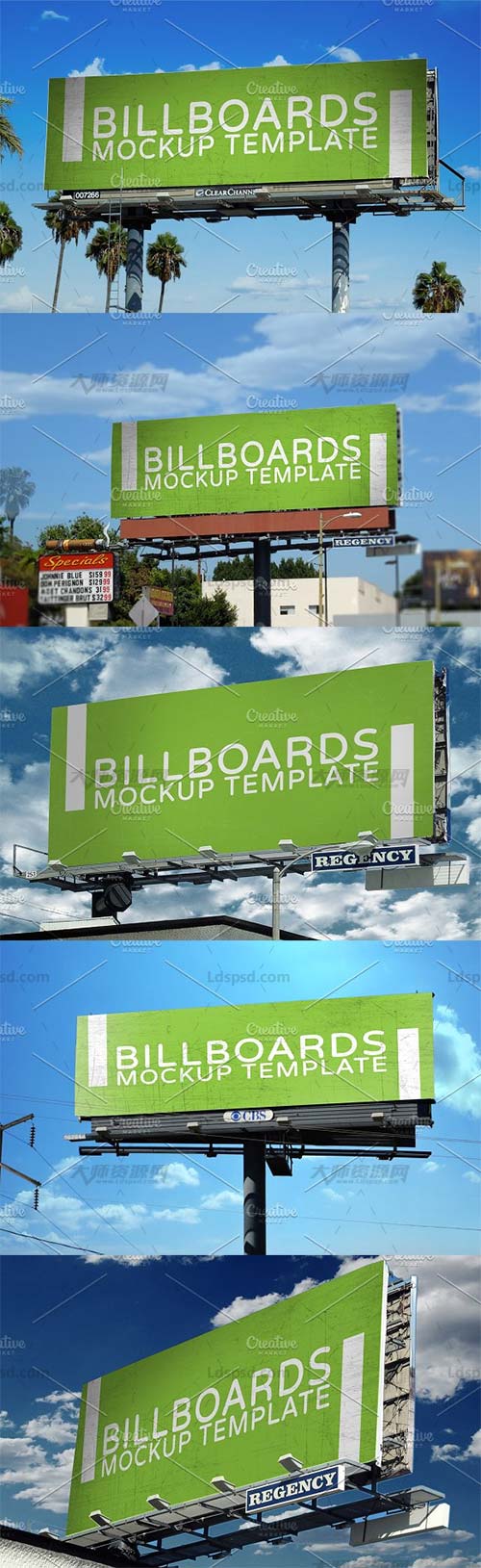 8 Billboards Mockup V1,8个户外高炮广告模型